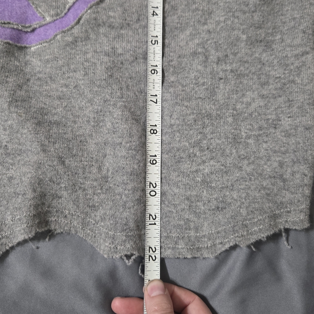 Born Again Bluez BAB Peace Sign Cropped Sweater Womens Size Large Cashmere Grey - Picture 10 of 10